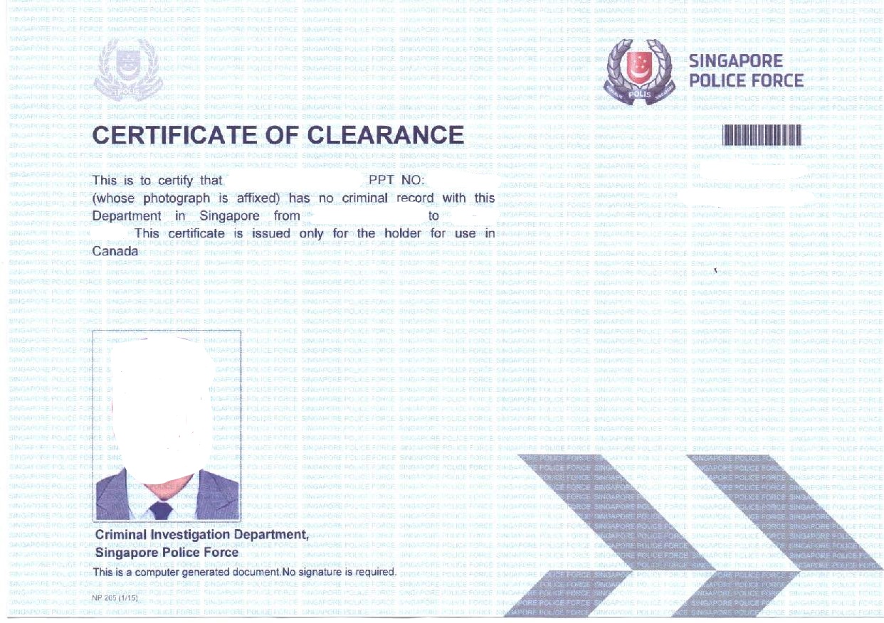 Police Clearance Certificate Singapore
